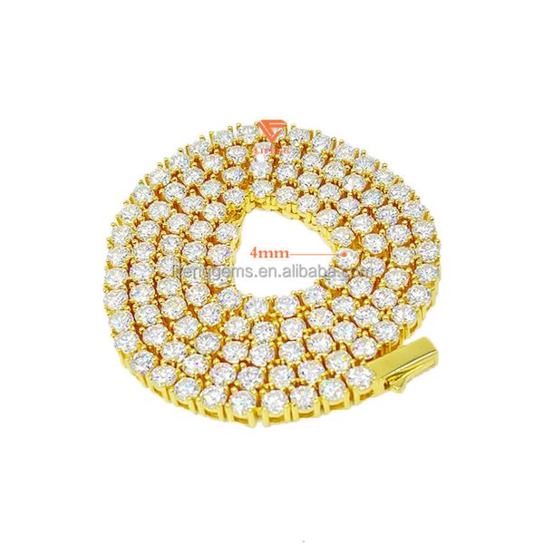 Wholesale Jewelry Top Grade 5/6 Mm Sier VVS Moissanites Diamond Necklace Iced Out Hip Hop Tennis Chain Moissanite