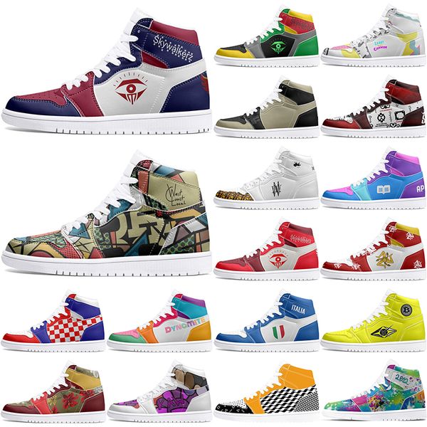winter autumn Customized Shoes 1s DIY shoes Basketball Shoes black blue damping Men's 1 Women's 1 Anime Customized Character Sports Shoes Outdoor Shoes