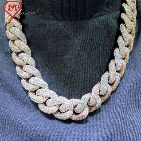 Bling Sterling Sier Iced Out 24Mm Hip Hop Moissanite Cuban Link Chain