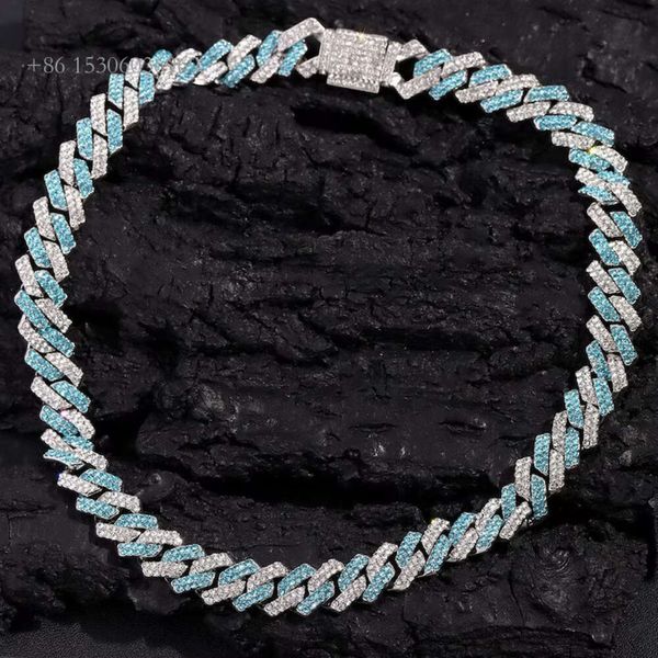 Master Rocks Hiphop Necklace Sterling Sier 15Mm Two Tone Iced Out Moissanite Cuban Chain
