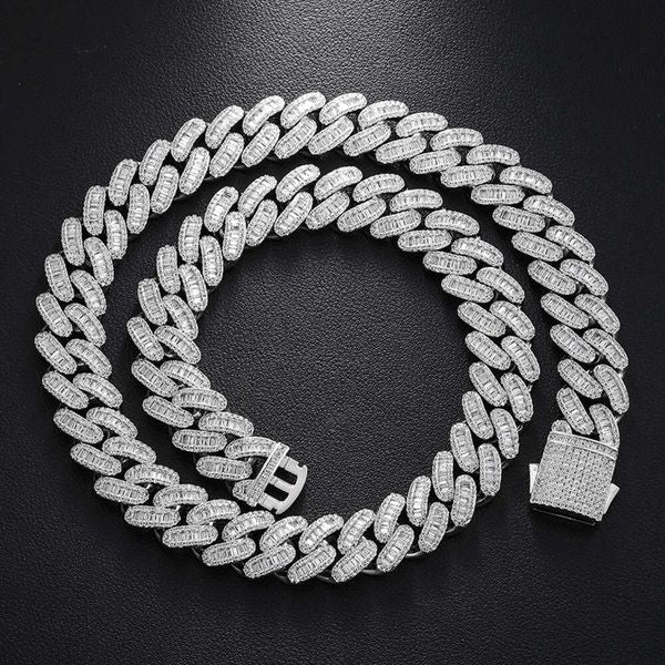 Best Price Iced Out Custom Bling Buguette VVS Moissanite Pass Diamond Tester Miami Cuban Link Chain Necklace