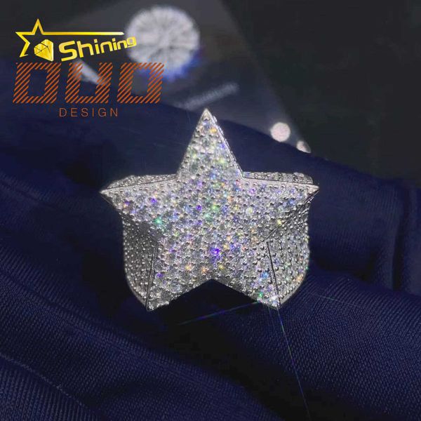 Luxury Star design rapper hip hop jewelry hip hop iced out diamond moissanite ring