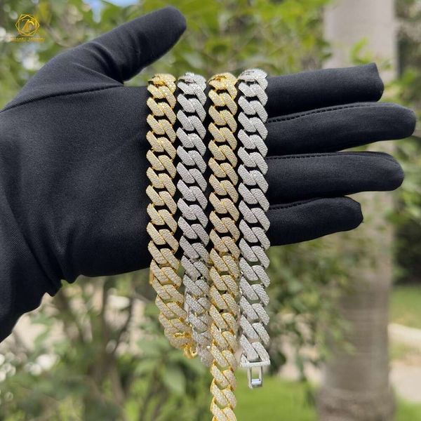 8Mm 10Mm 12Mm Hip Hop VVS Diamond Bracelet Dropshipping Sier Iced Out Moissanite Cuban Link Chain Necklace