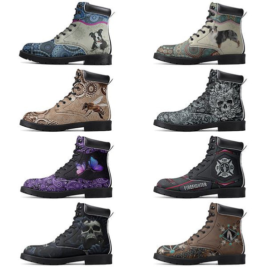 Diy Fashionable Versatile Outdoor Boots Non-slip Winter Comfortable Casual Customized Elevated Classsic Dark Red Flint Boots
