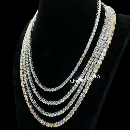 Lifeng Jewelry Classic VVS Moissanite Tennis Sier Full Diamond Iced Out Hip Hop Chain Necklace