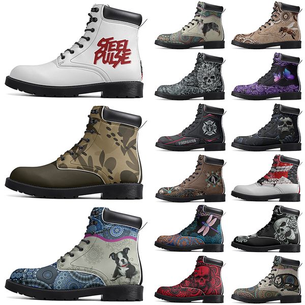 Diy Fashionable Versatile Outdoor Boots Non-slip Winter Comfortable Casual Customized Elevated Classsic Light baby pink Totem Boots