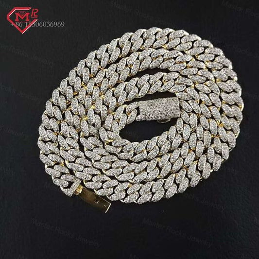 Custom Hiphop Miami Pass Diamond Tester Sterling Sier 14Mm Moissanite Cuban Link Chain
