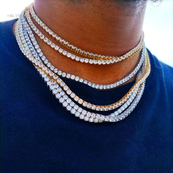 Custom Sterling Sier 3Mm 4Mm 5Mm 6Mm Diamond Tennis Chain Hip Hop Moissanite Tennis Chain