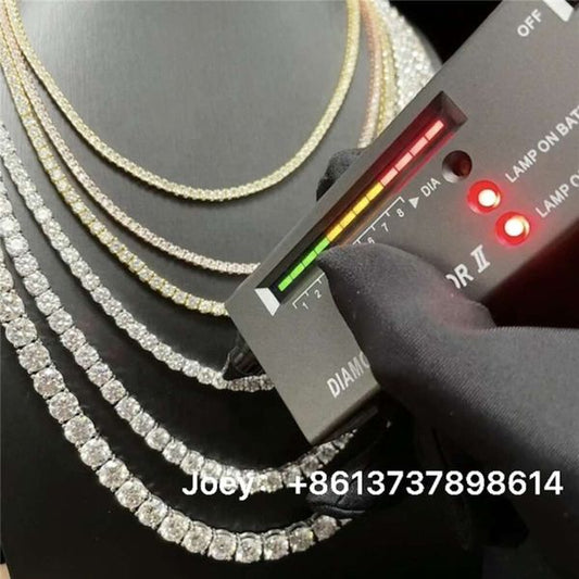 Large Stock Hip Hop Jewelry 2.0Mm-6.5Mm VVS Moissanite Diamond Sier Gold Plated Tennis Chain Necklaces