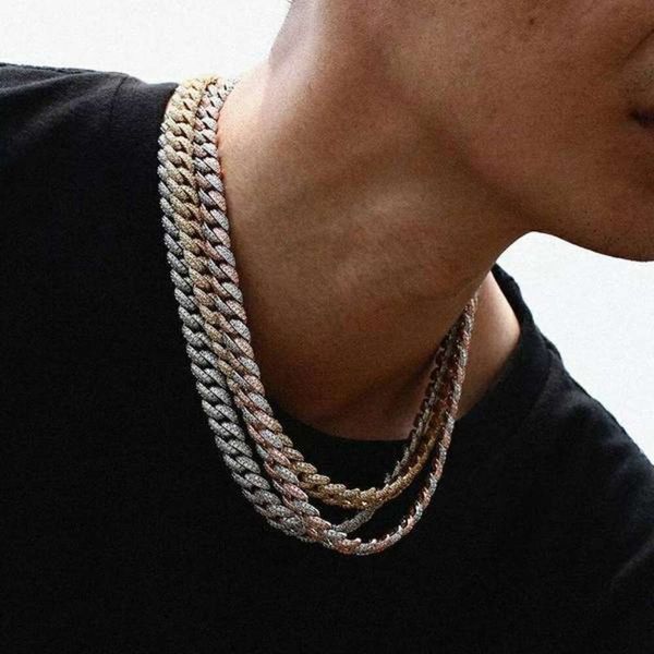 Party Shiny Miami Men's Necklace Hip Hop Jewelry Sterling Sier Golden Ice Cuban Chain