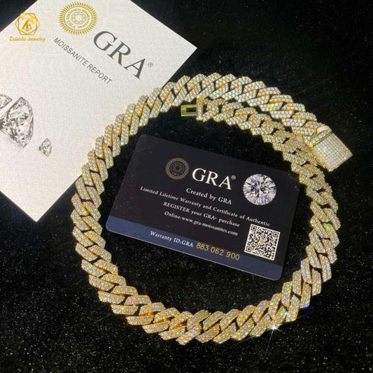 Custom Wholesale Hip Hop Necklace Sterling Sier 8Mm 10Mm 12Mm Iced Out VVS Moissanite Cuban Link Chain Mossanite Jewelry