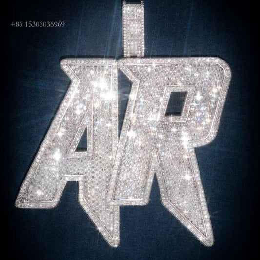 Fine Jewelry Iced Out VVS Diamond Sterling Sier Hip Hop Initial Custom Moissanite Pendant